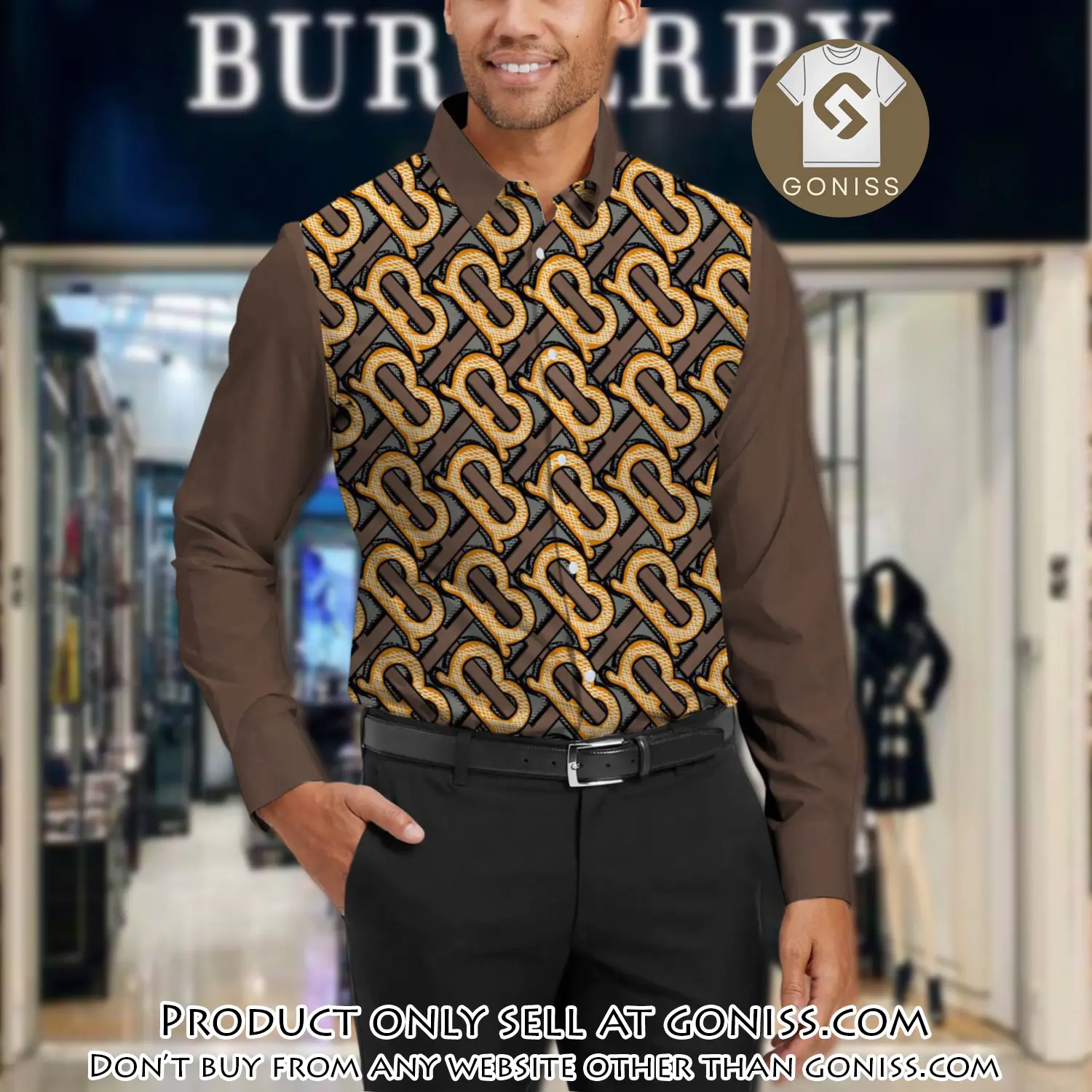 Burberry long sleeves button down shirt for elegant men lsb1016 gn1004461